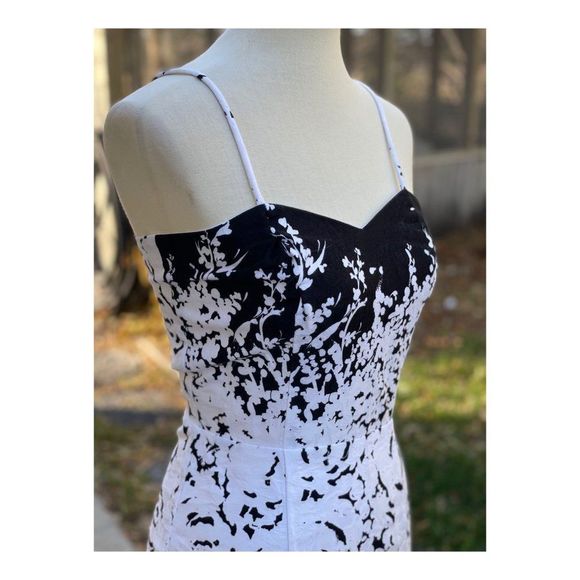 Vintage 1980s Wiggle Dress Set Bolero Black White Abstract New Wave Sz S Cotton - Picture 4 of 16